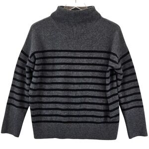 The Reset Wool Cashmere Gray Black Striped Mock‎ Turtle Neck Sweater Womens S